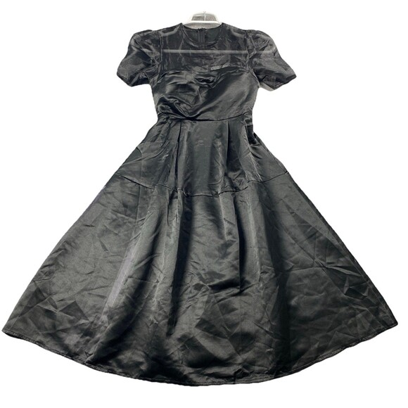 ANYISHANG Dresses & Skirts - ANYICHANG satin Black Dress With Transparent Shoulder Size S Lined NWT